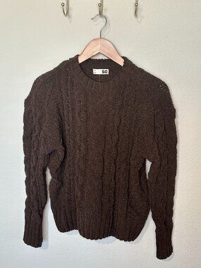 NWT SO Chocolate Brown Cable Knit Sweater XS Cozy Cottagecore